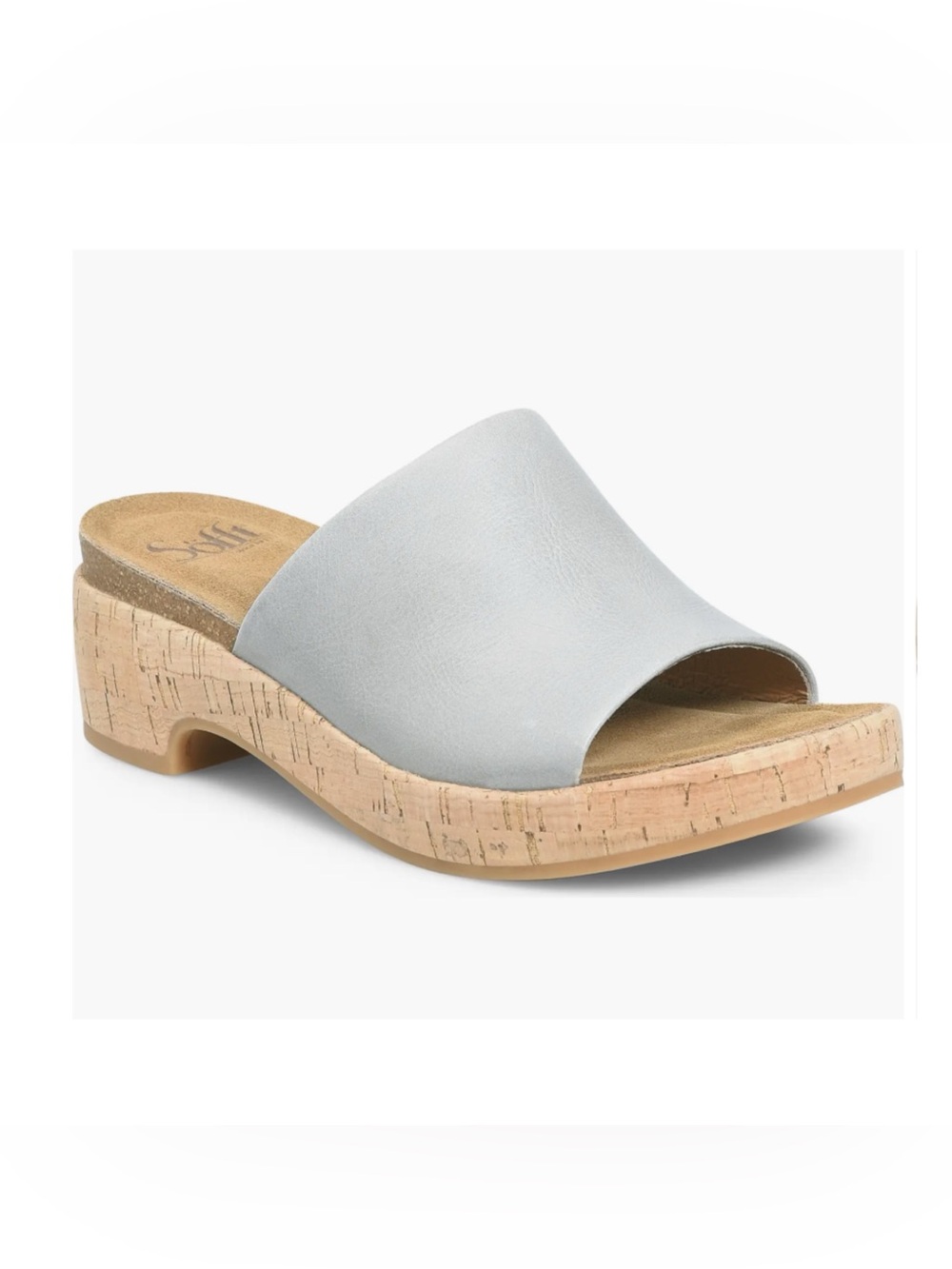 Sofft Cass Platform leather Slide Sandals chambray 9 NEW